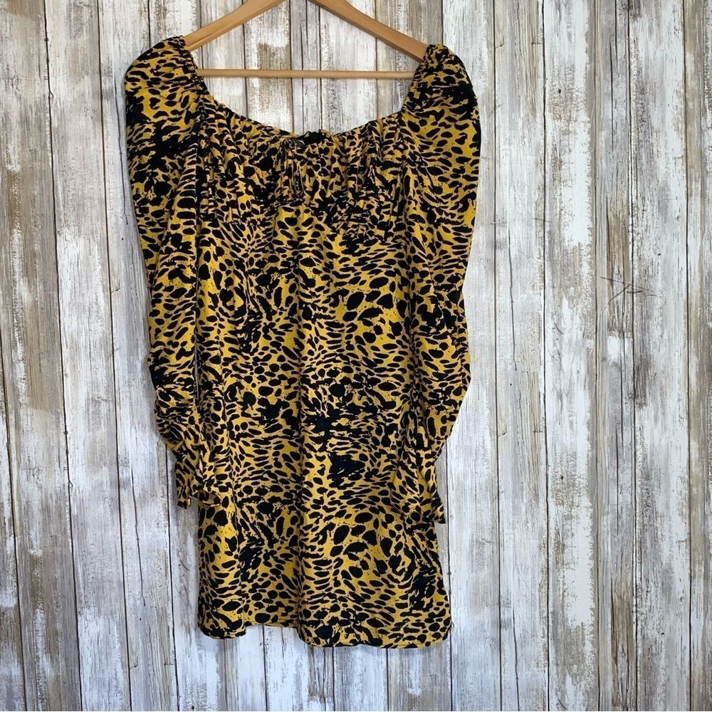 NWT Topshop Leopard Yellow & Black Dress - Picture 2 of 9